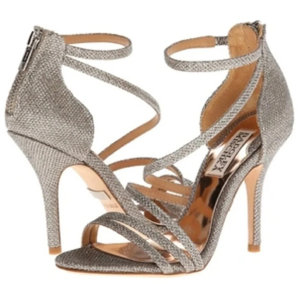Badgley Mischka Shoes - Badgley Mischka Landmark Platino Diamond Drill Fabric Strappy Heel Size 7.5